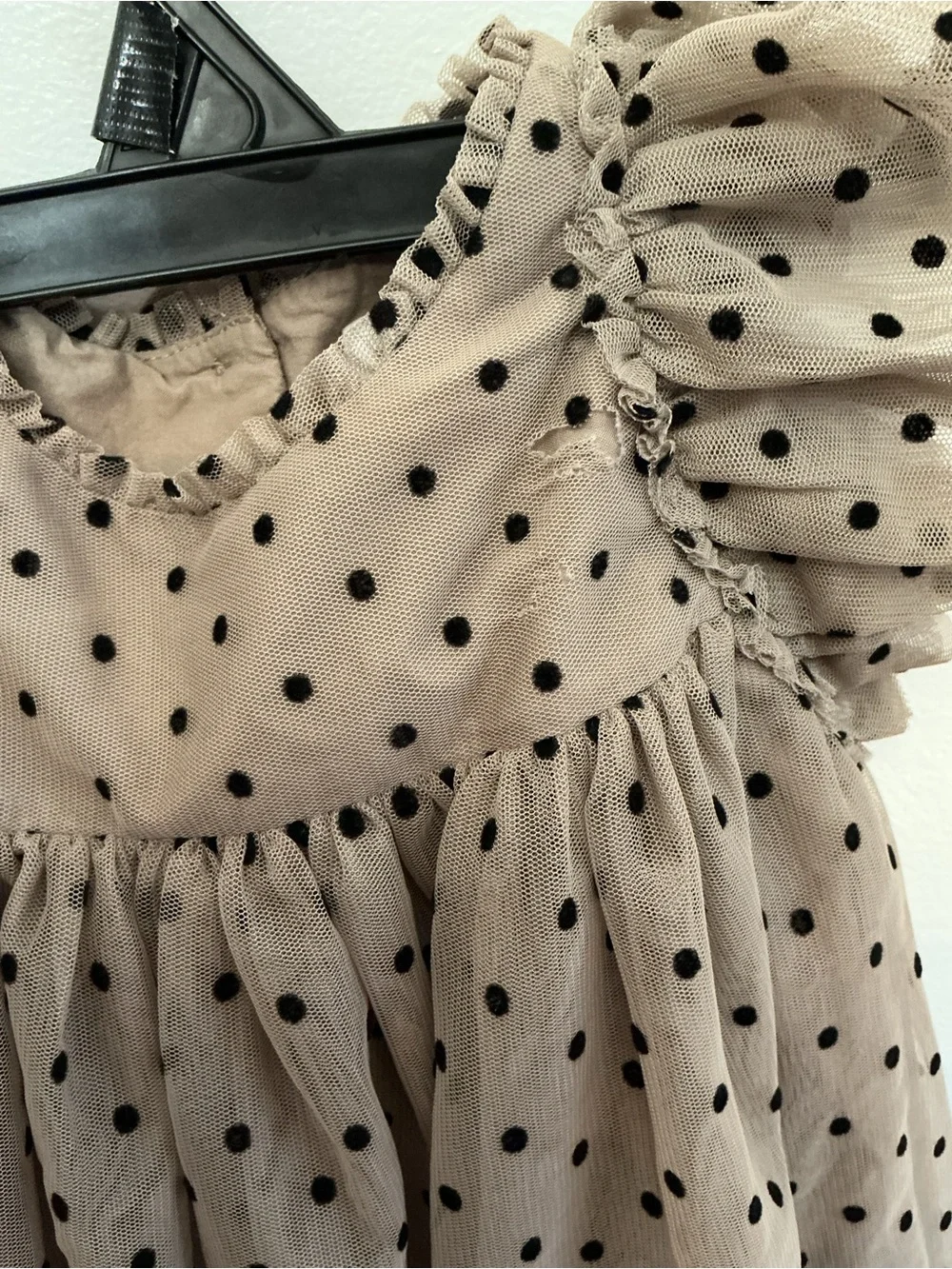 GAP Taupe Polka Dot Tulle Dress with Black Dots